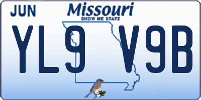 MO license plate YL9V9B