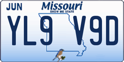 MO license plate YL9V9D