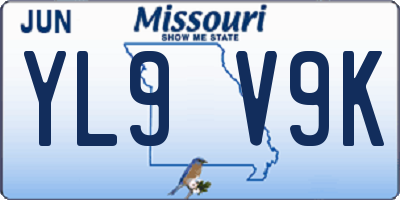 MO license plate YL9V9K