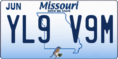 MO license plate YL9V9M