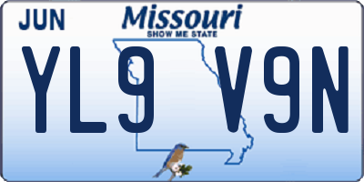 MO license plate YL9V9N