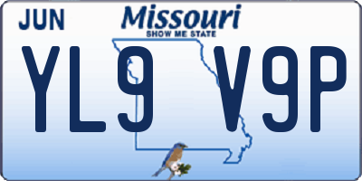 MO license plate YL9V9P