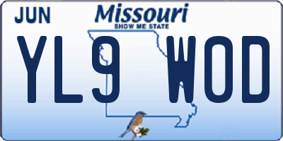 MO license plate YL9W0D
