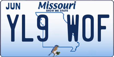 MO license plate YL9W0F