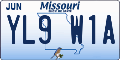 MO license plate YL9W1A