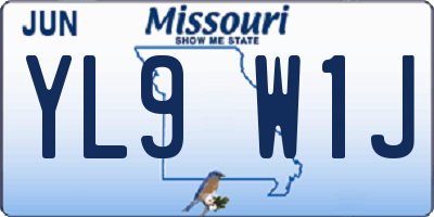 MO license plate YL9W1J