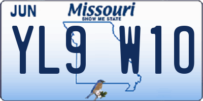 MO license plate YL9W1O