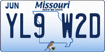 MO license plate YL9W2D