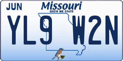 MO license plate YL9W2N