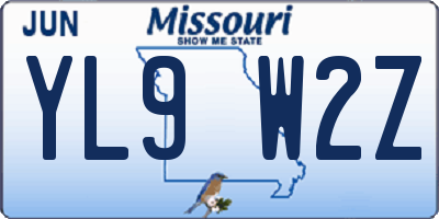 MO license plate YL9W2Z
