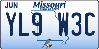 MO license plate YL9W3C