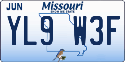 MO license plate YL9W3F