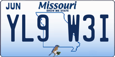 MO license plate YL9W3I