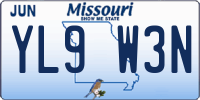 MO license plate YL9W3N
