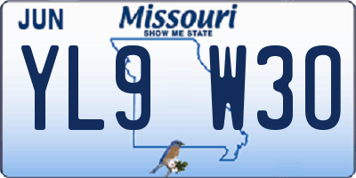 MO license plate YL9W3O