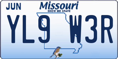 MO license plate YL9W3R