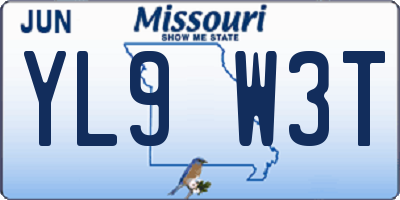 MO license plate YL9W3T