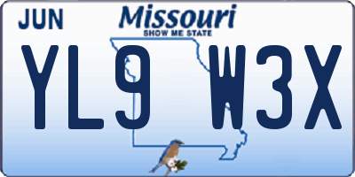 MO license plate YL9W3X