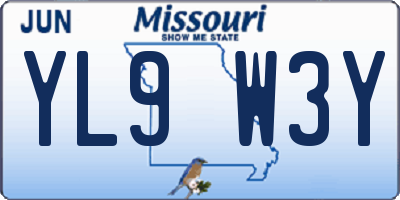 MO license plate YL9W3Y