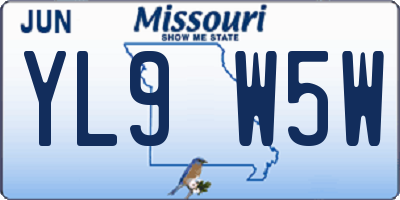 MO license plate YL9W5W