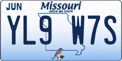 MO license plate YL9W7S