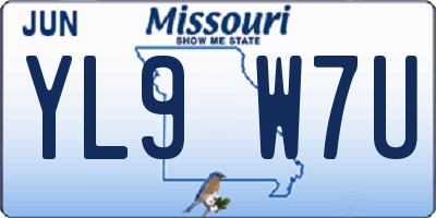 MO license plate YL9W7U