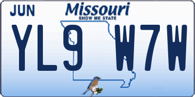 MO license plate YL9W7W