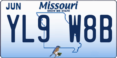 MO license plate YL9W8B