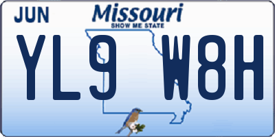 MO license plate YL9W8H