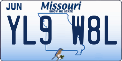 MO license plate YL9W8L
