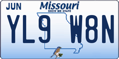 MO license plate YL9W8N