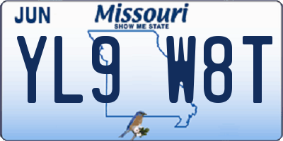 MO license plate YL9W8T