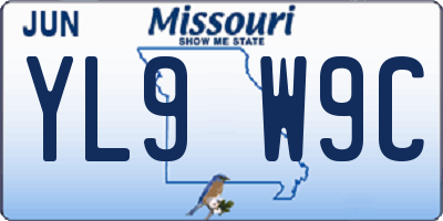 MO license plate YL9W9C
