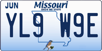 MO license plate YL9W9E