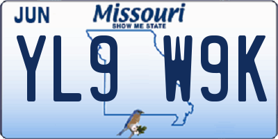 MO license plate YL9W9K