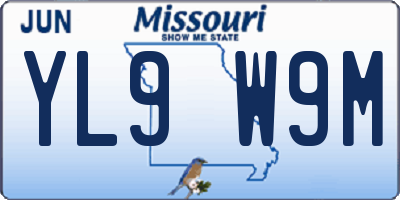 MO license plate YL9W9M