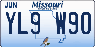 MO license plate YL9W9O