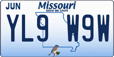 MO license plate YL9W9W