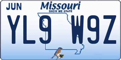 MO license plate YL9W9Z