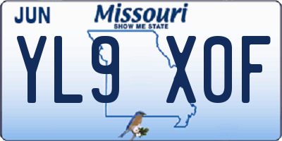 MO license plate YL9X0F