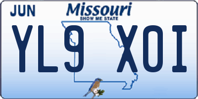 MO license plate YL9X0I