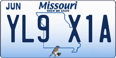 MO license plate YL9X1A