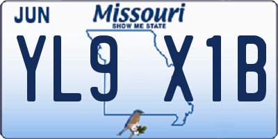 MO license plate YL9X1B