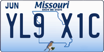MO license plate YL9X1C