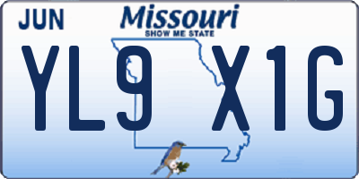 MO license plate YL9X1G