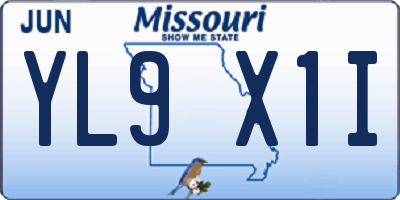 MO license plate YL9X1I