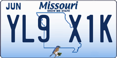 MO license plate YL9X1K