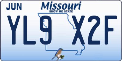 MO license plate YL9X2F