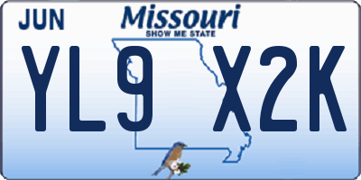 MO license plate YL9X2K