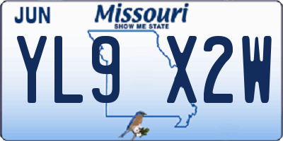 MO license plate YL9X2W